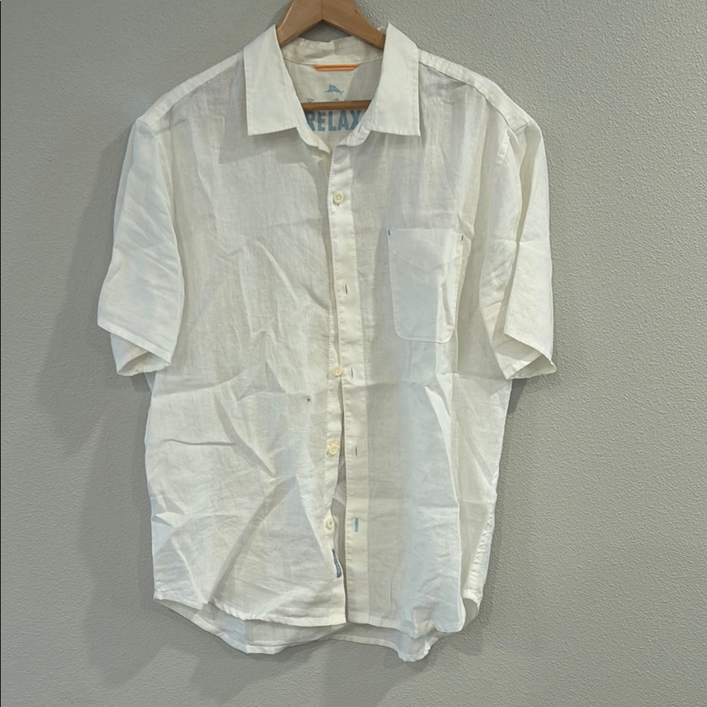 Tommy Bahama Cream Short Sleeve Button Down Shirt